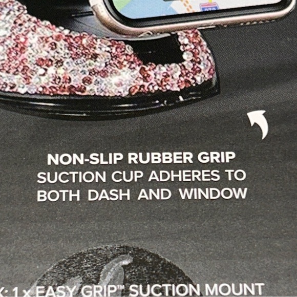 BEBE Bling Car Mount Crystal Dashboard Phone Holder Up to 4” W 360 Full Rotation - Picture 7 of 12
